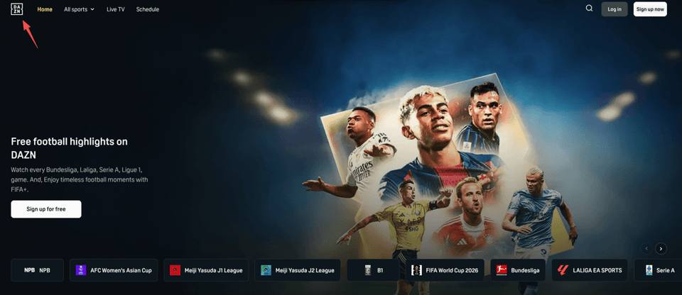 Step one on how to cancel DAZN subscription is visiting the official website homepage and logging into your sports account.