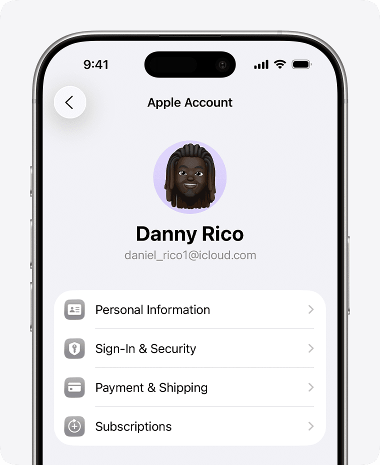 Apple ID account settings screen displaying the Subscriptions menu, used to cancel UFC Fight Pass directly on iPhone devices.