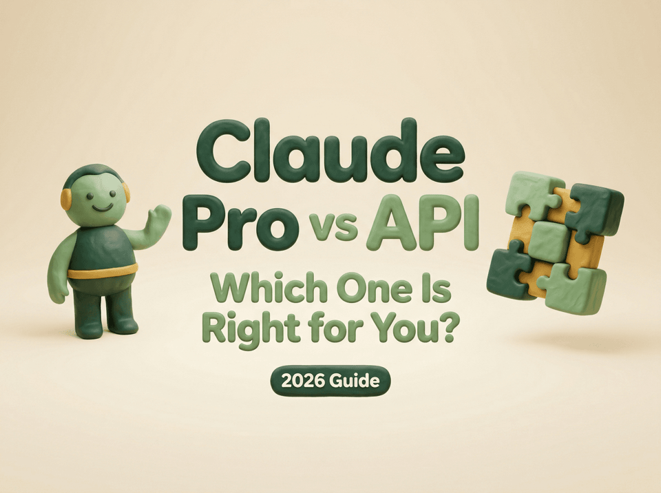 A 3D claymation title image for a 2026 guide analyzing claude pro vs api to help choose the right option.