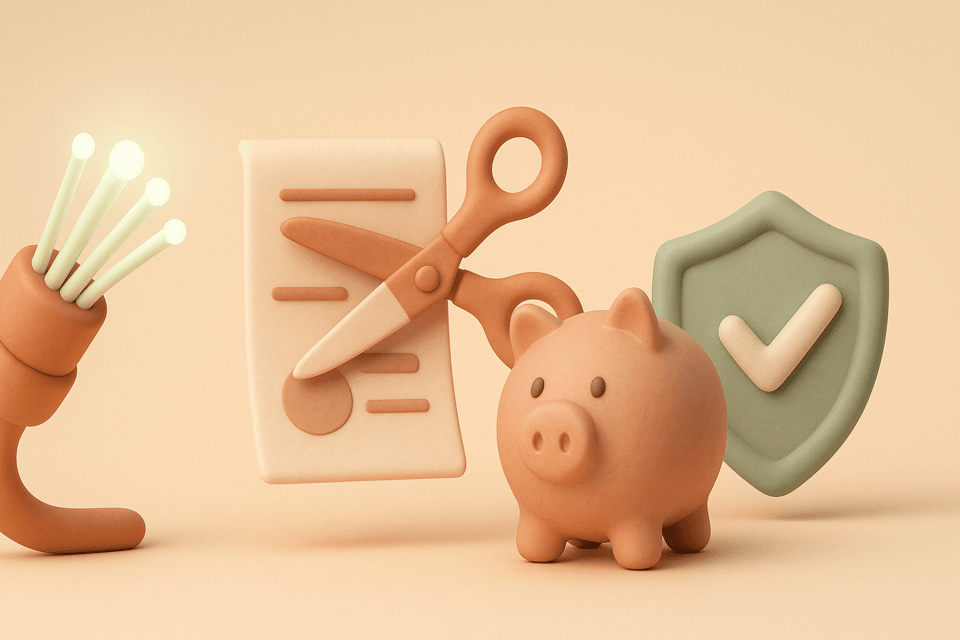 Clay fiber optic cable with bill and piggy bank