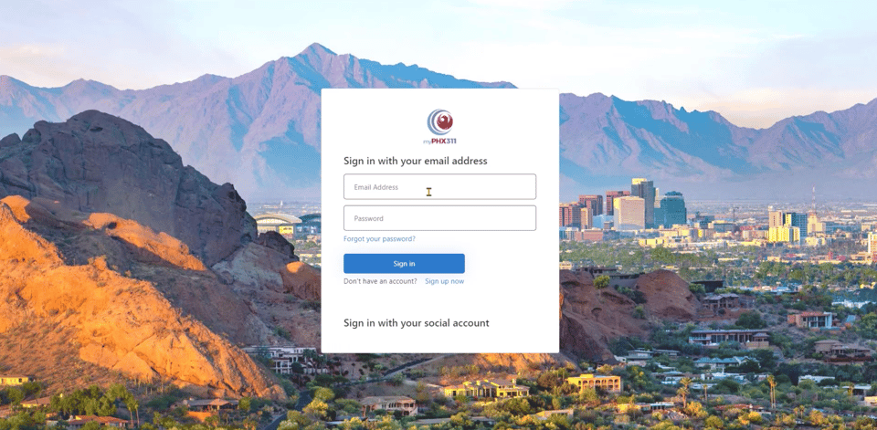 Sign in with the property account or create an account before beginning the application. SHAPE PHX sign-in page with username, password, account creation, and password reset options