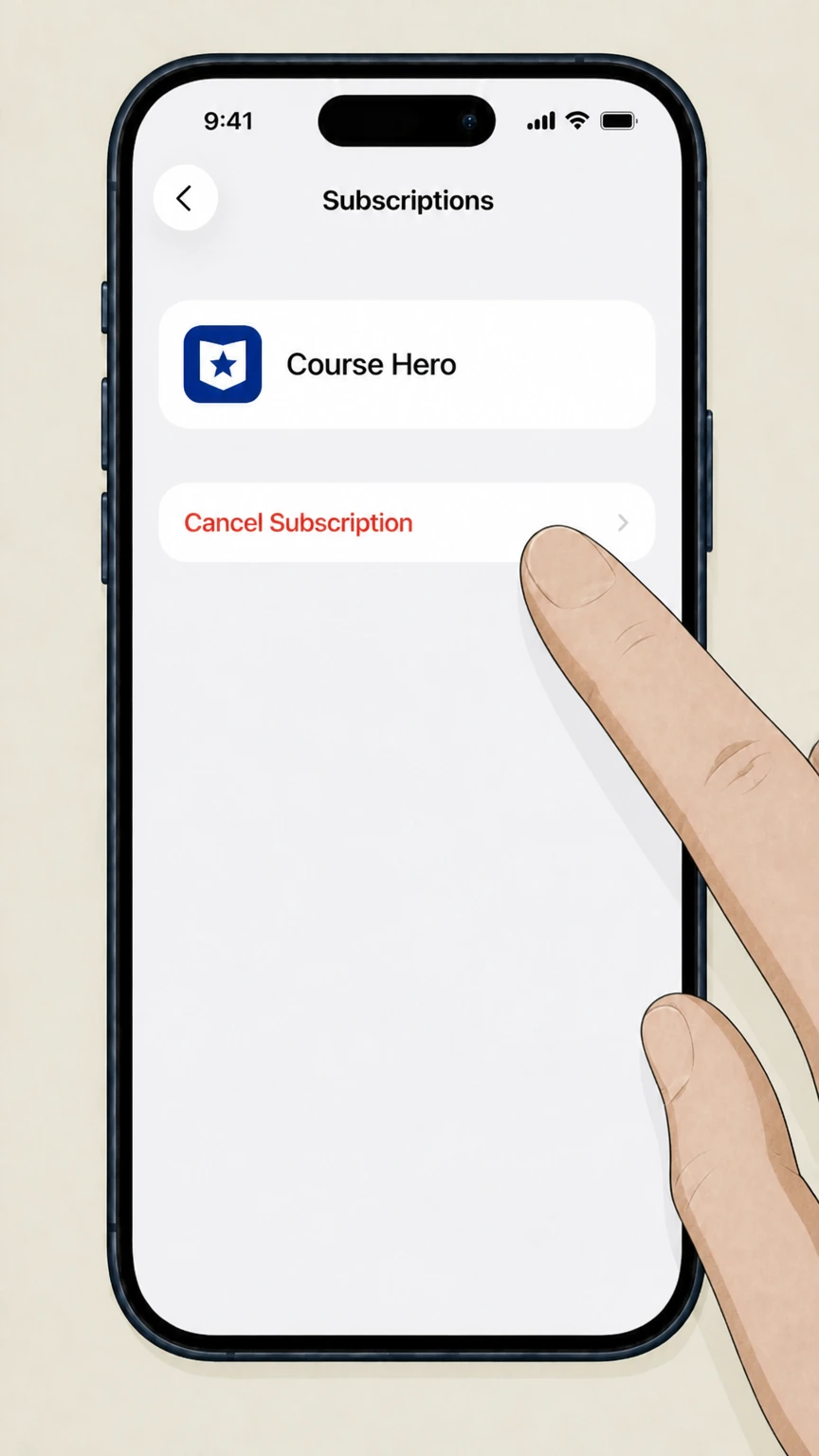 Course Hero cancellation: Tap Cancel Subscription