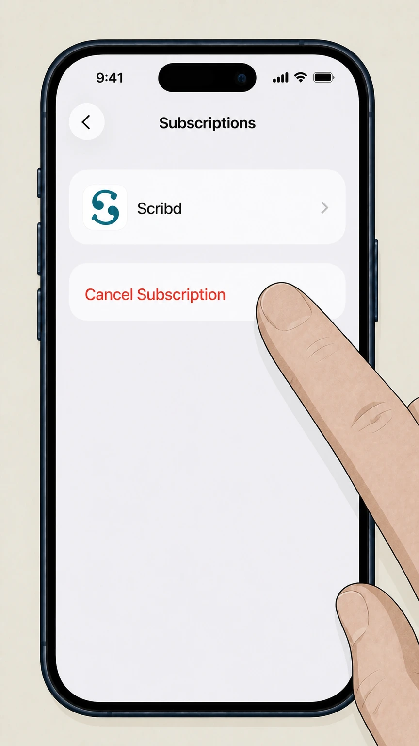 Scribd cancellation: Tap Cancel Subscription