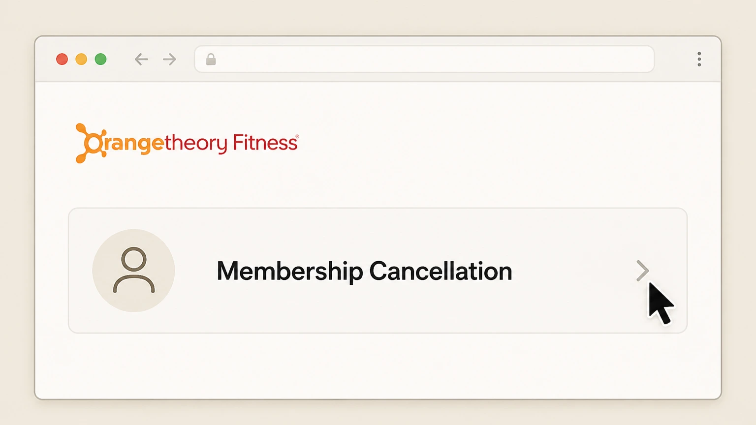 Editorial illustration for Open the Membership Cancellation page in the Orangetheory Fitness website cancellation route