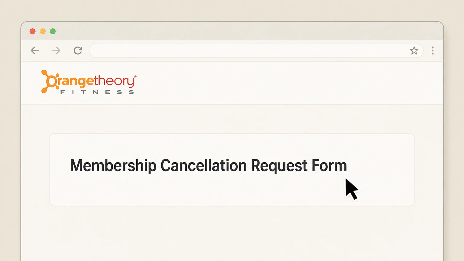 Editorial illustration for Open the cancellation request form in the Orangetheory Fitness website cancellation route
