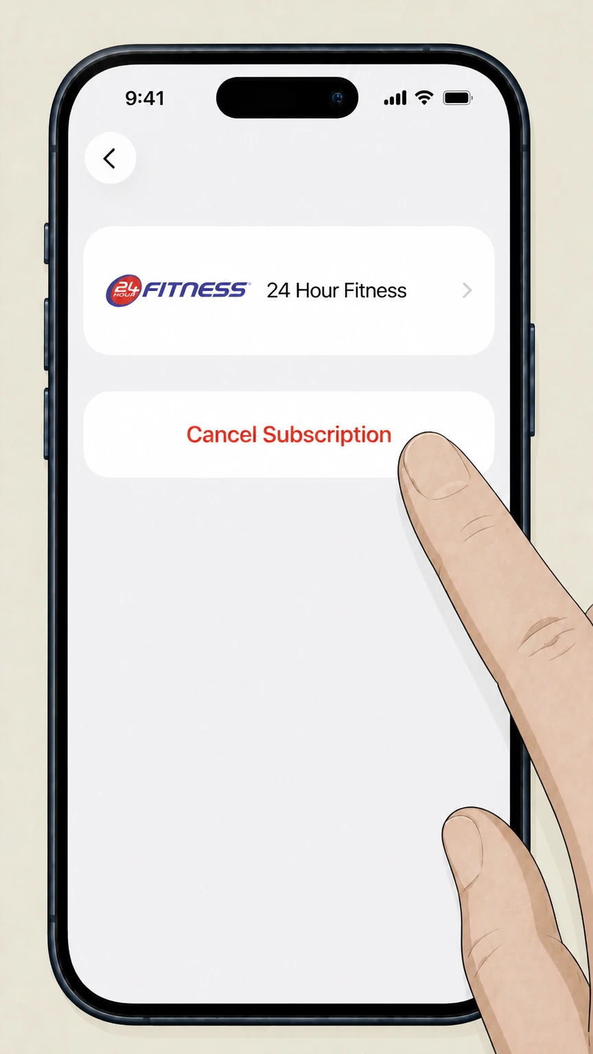 24 Hour Fitness Cancel a 24GO paid subscription billed through Apple cancellation: Cancel the subscription