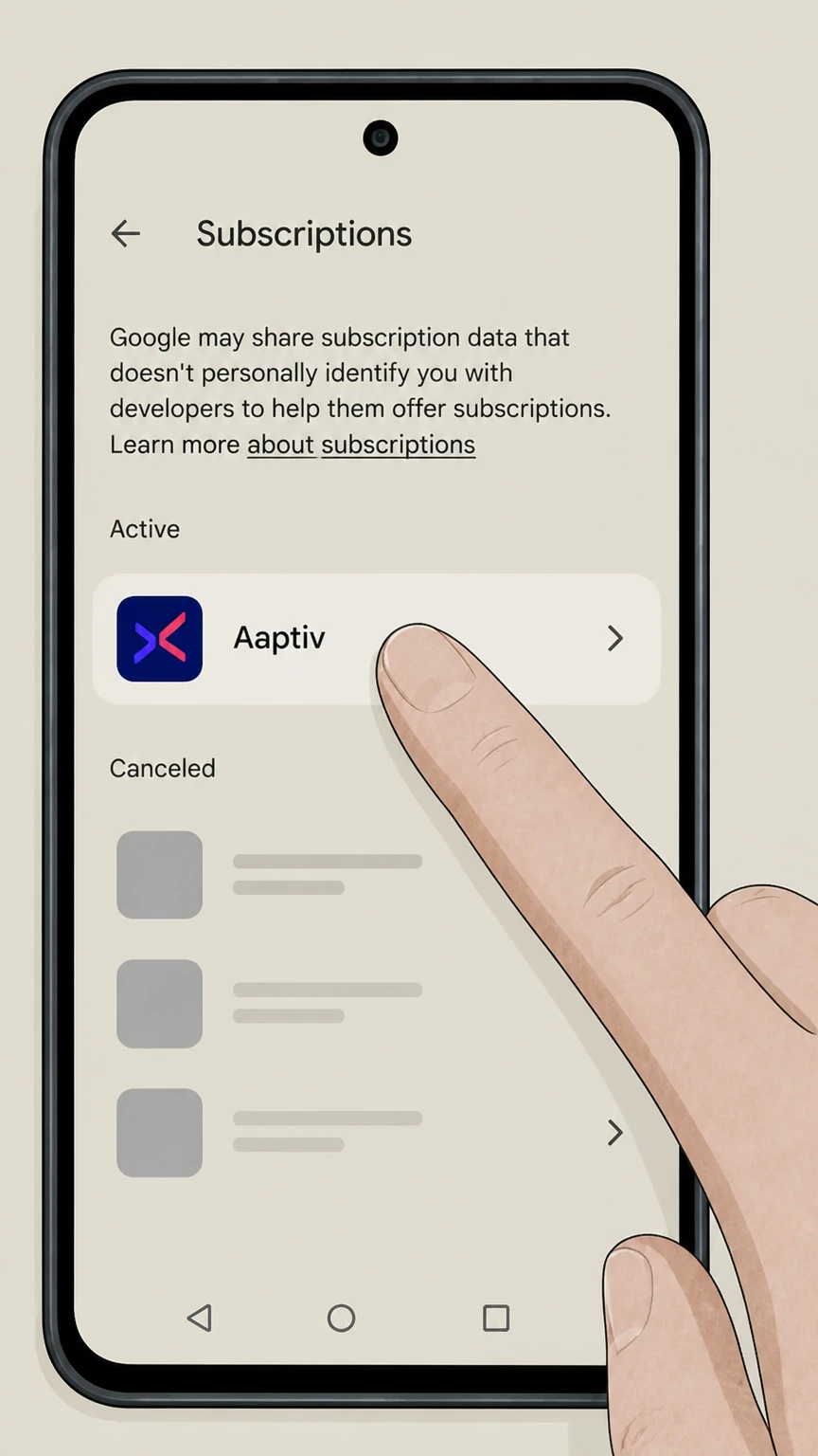 Aaptiv google-play cancellation: Choose Aaptiv