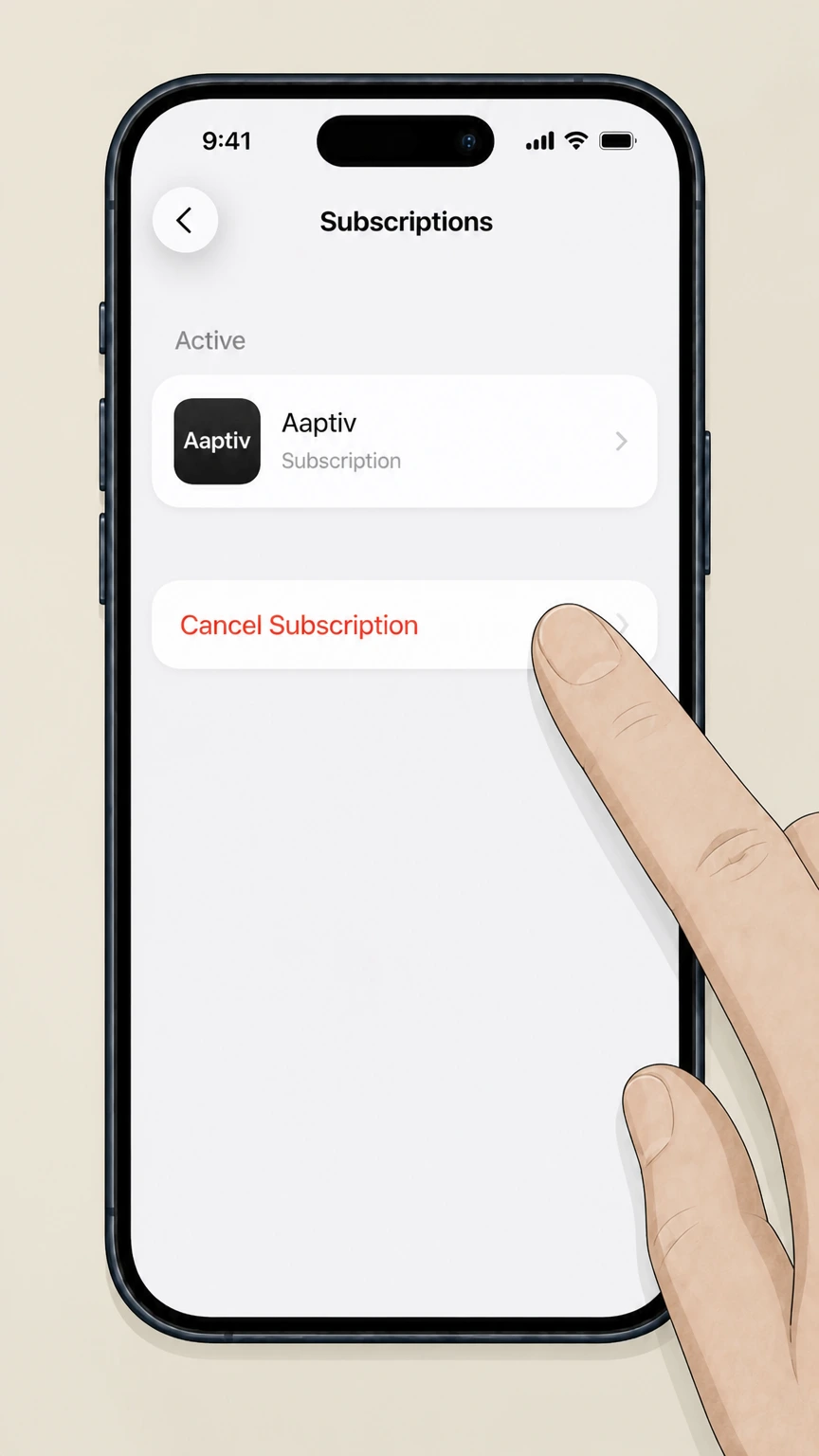 Aaptiv ios cancellation: Tap Cancel Subscription and confirm
