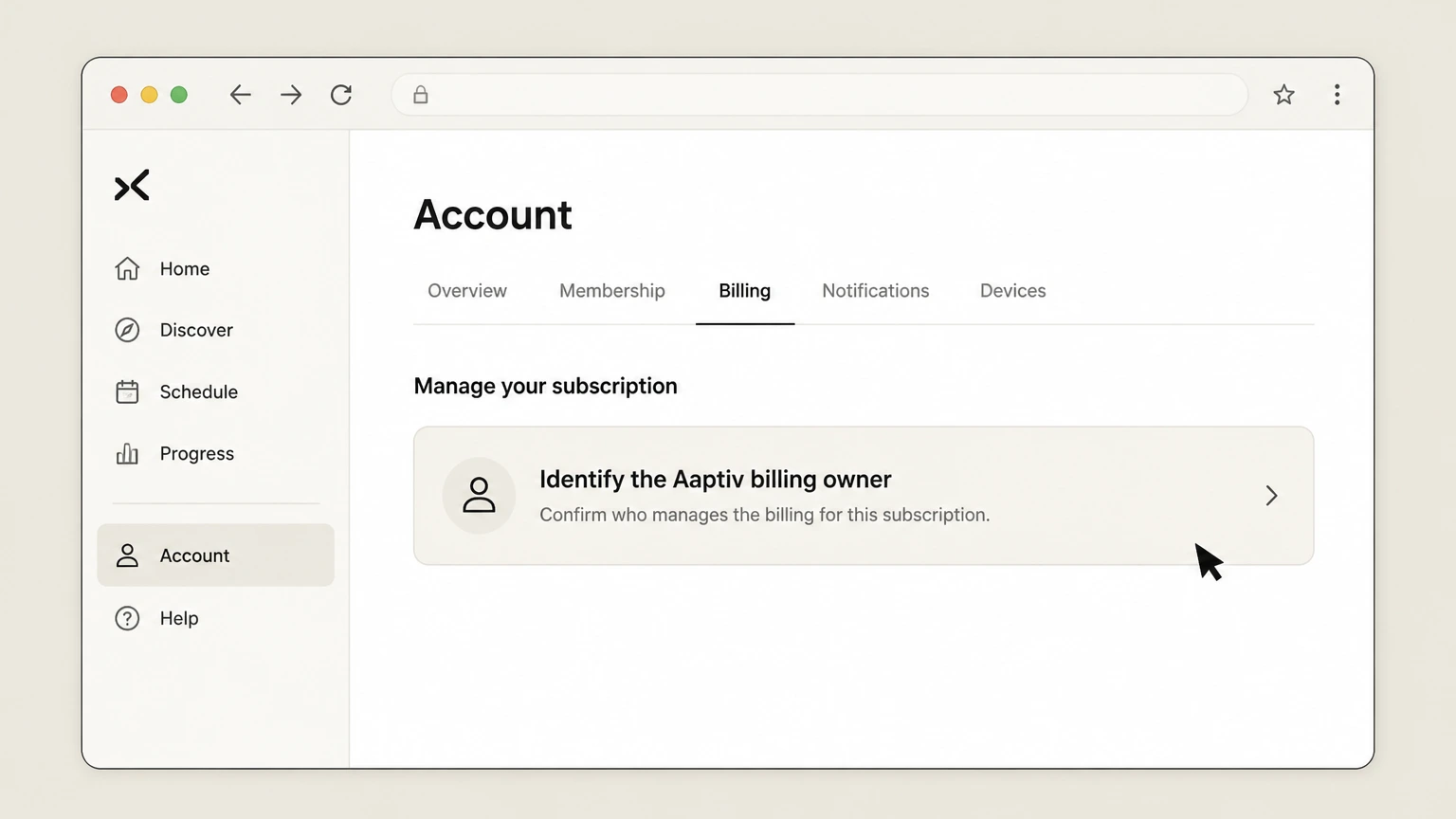 Aaptiv web cancellation: Identify the Aaptiv billing owner