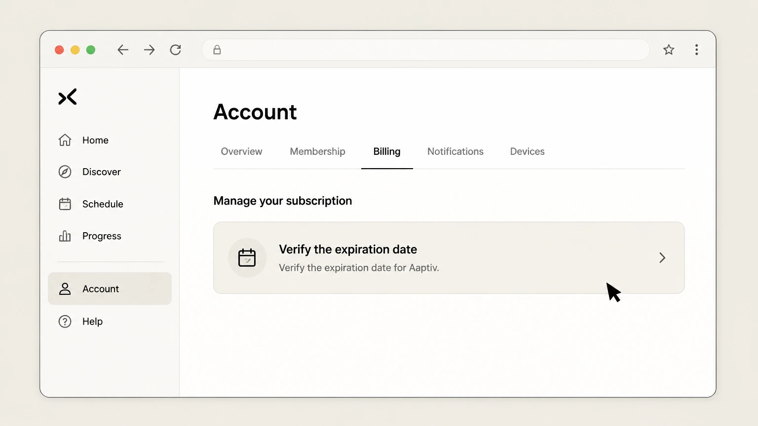 Aaptiv web cancellation: Verify the expiration date