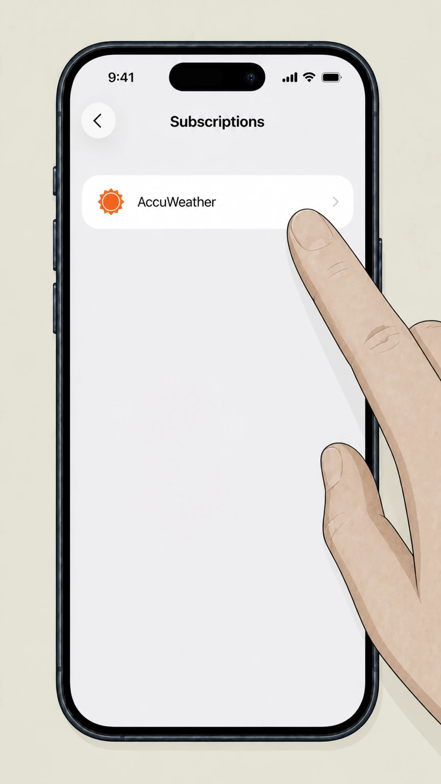 AccuWeather iOS (Apple‑billed AccuWeather Premium/Premium+) cancellation: Select AccuWeather