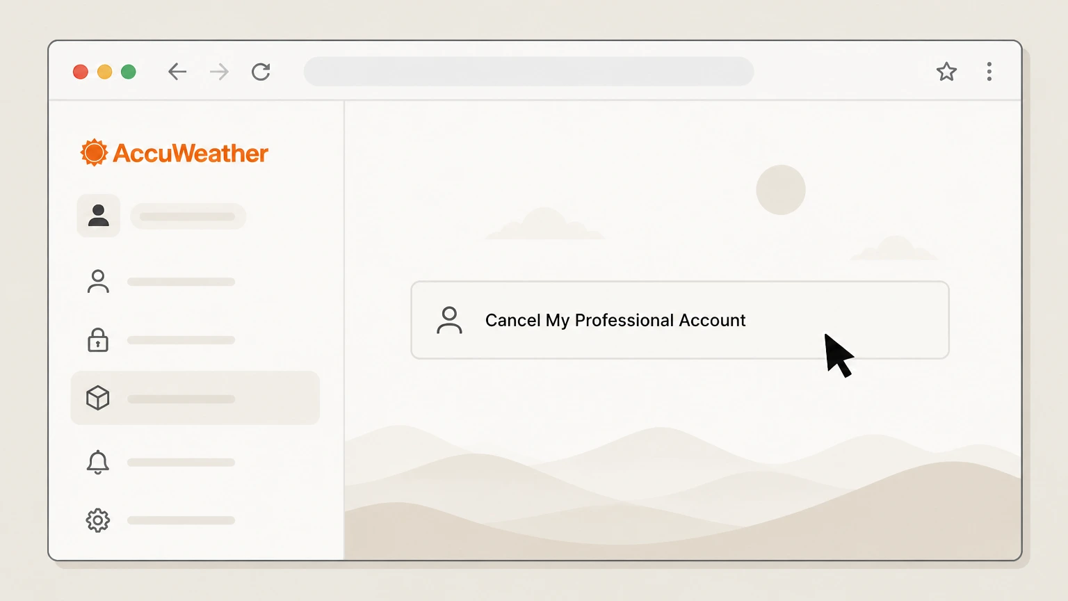 AccuWeather AccuWeather websites (Premium, Professional, Snow Alerts, developer/API) cancellation: For Professional, use the cancel page