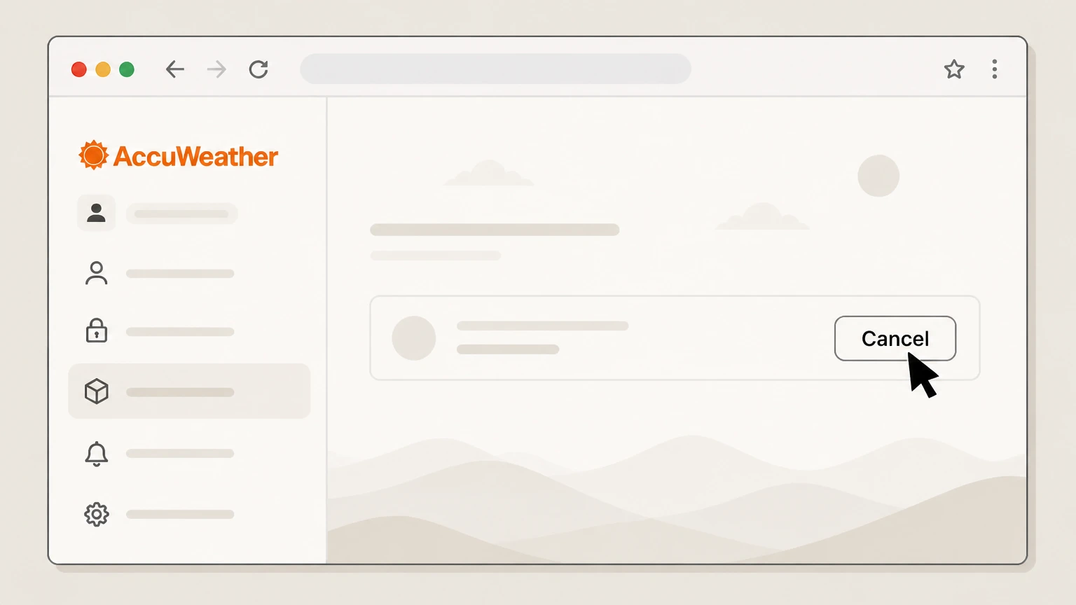AccuWeather AccuWeather websites (Premium, Professional, Snow Alerts, developer/API) cancellation: Click Cancel and confirm