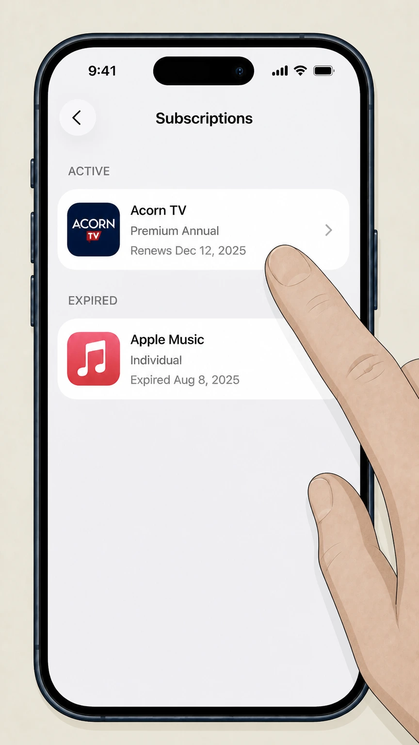 Acorn TV ios cancellation: Choose Acorn TV