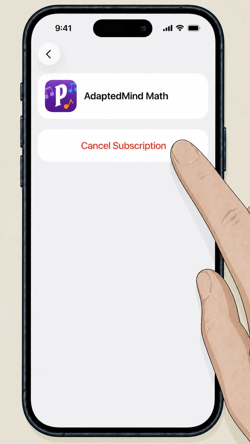 AdaptedMind Math Cancel AdaptedMind Math billed through Apple (iOS) cancellation: Cancel the subscription