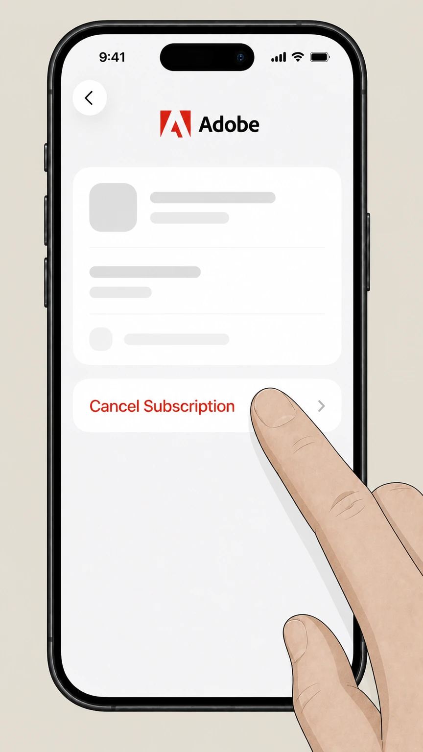 Adobe cancel an app store subscription: Tap Cancel Subscription