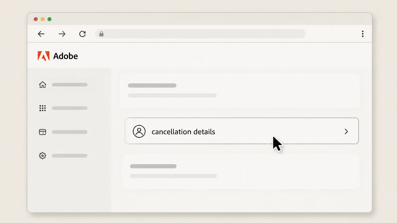 Adobe cancel on the provider website: Review cancellation details