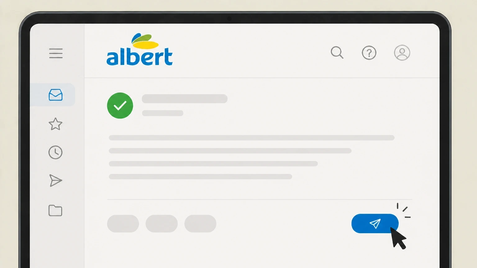 Albert Email support cancellation: Send the email and keep the reply