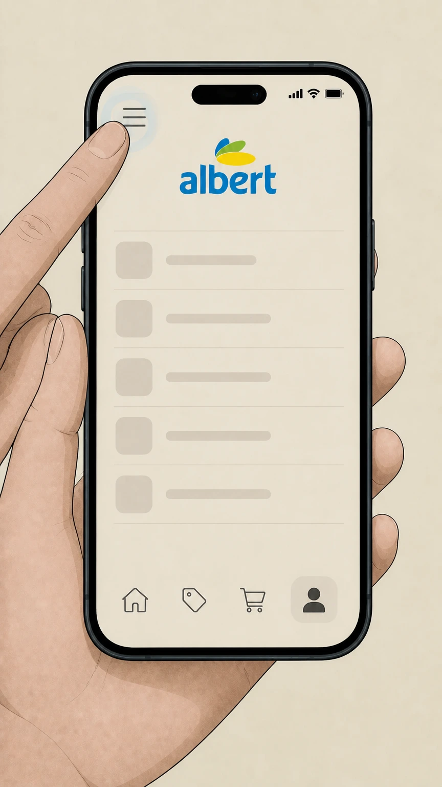 Albert Albert mobile app cancellation: Open the main menu