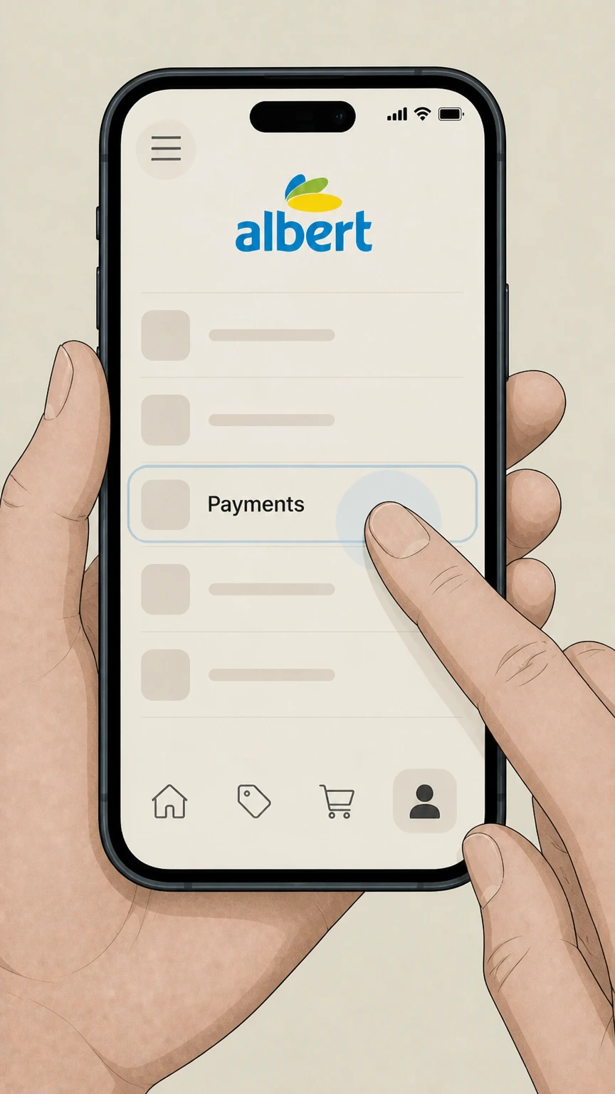 Albert Albert mobile app cancellation: Tap “Payments”