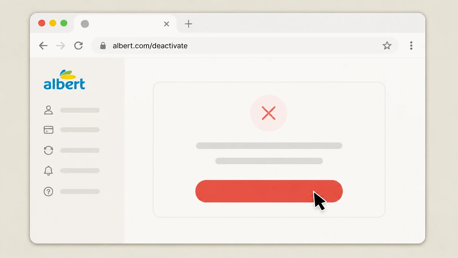 Albert Albert website cancellation: Confirm deactivation to cancel the subscription