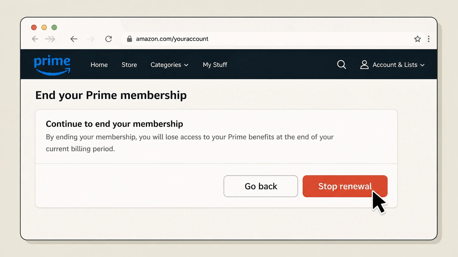 Amazon Prime billing-partner cancellation: Stop renewal