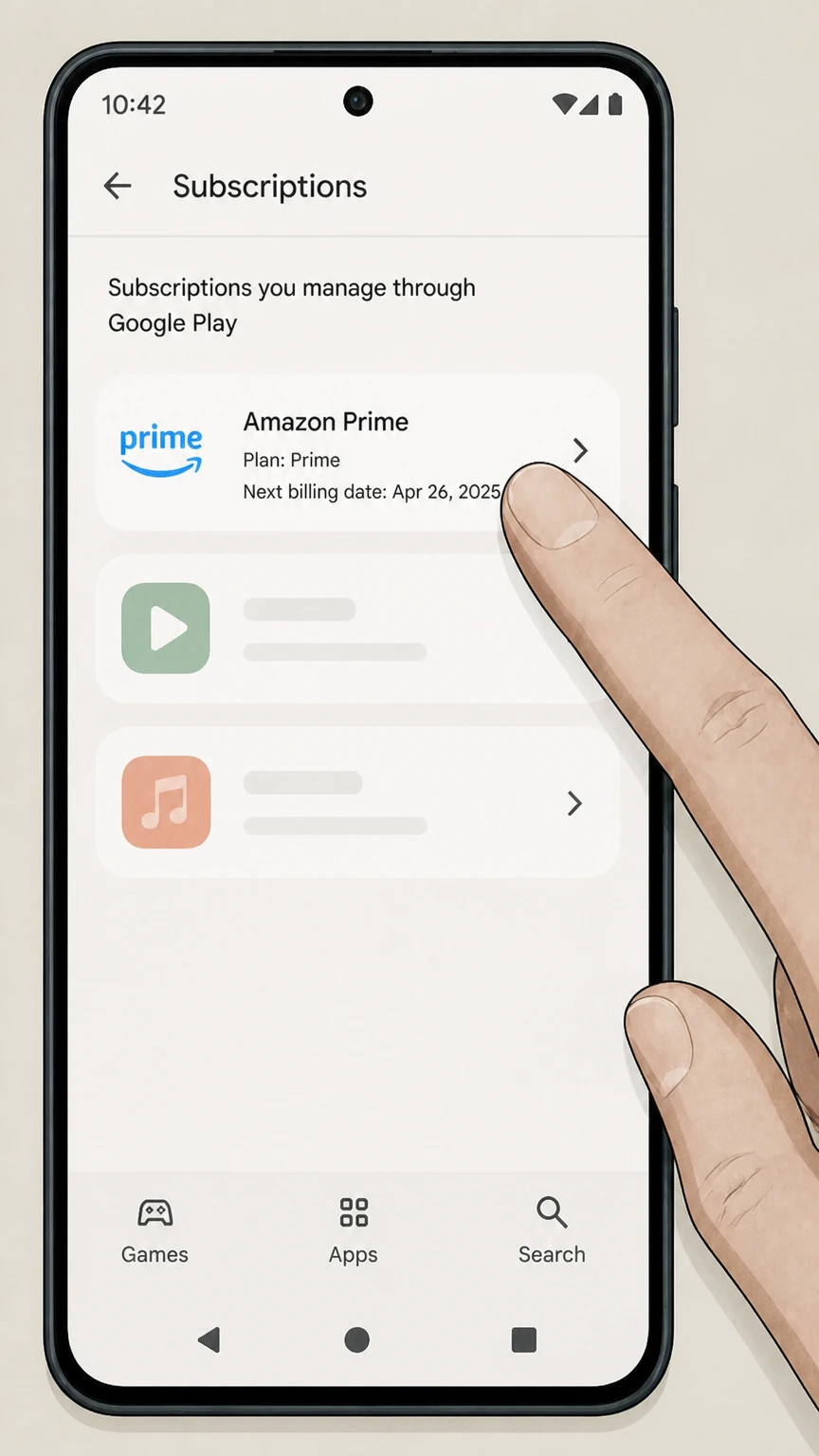 Amazon Prime google-play cancellation: Choose Amazon Prime