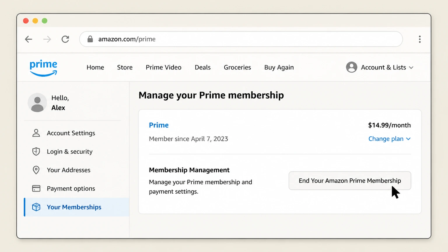 Amazon Prime web cancellation: Open End Your Amazon Prime Membership