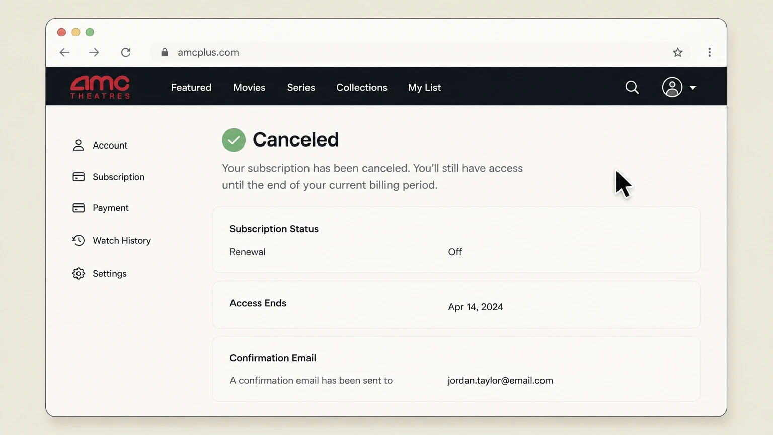 AMC+ web cancellation: Save the final status