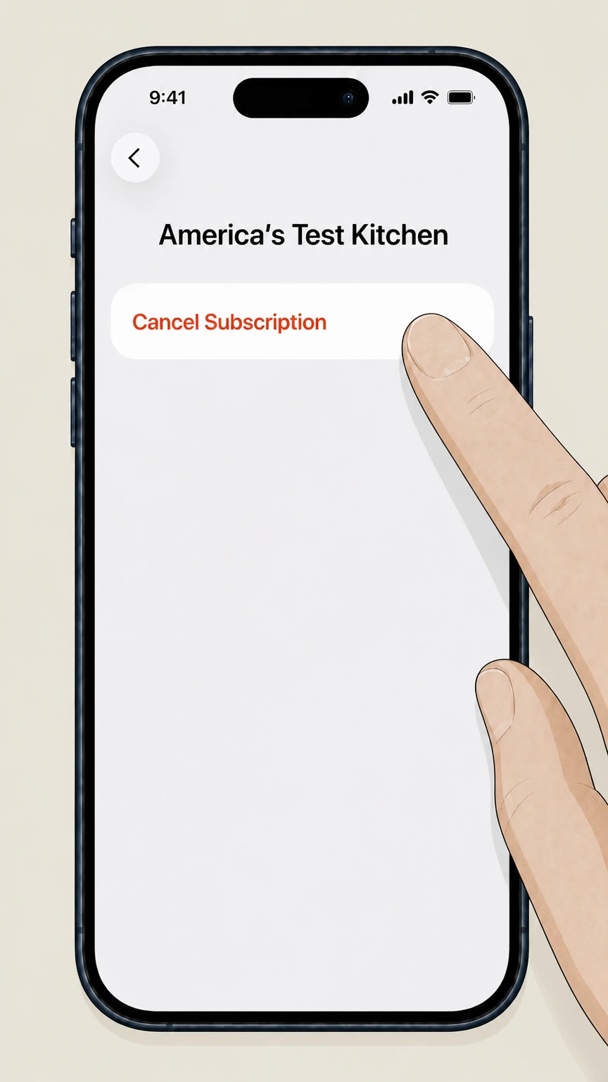 America's Test Kitchen Cancel an America's Test Kitchen subscription billed through Apple cancellation: Cancel the subscription