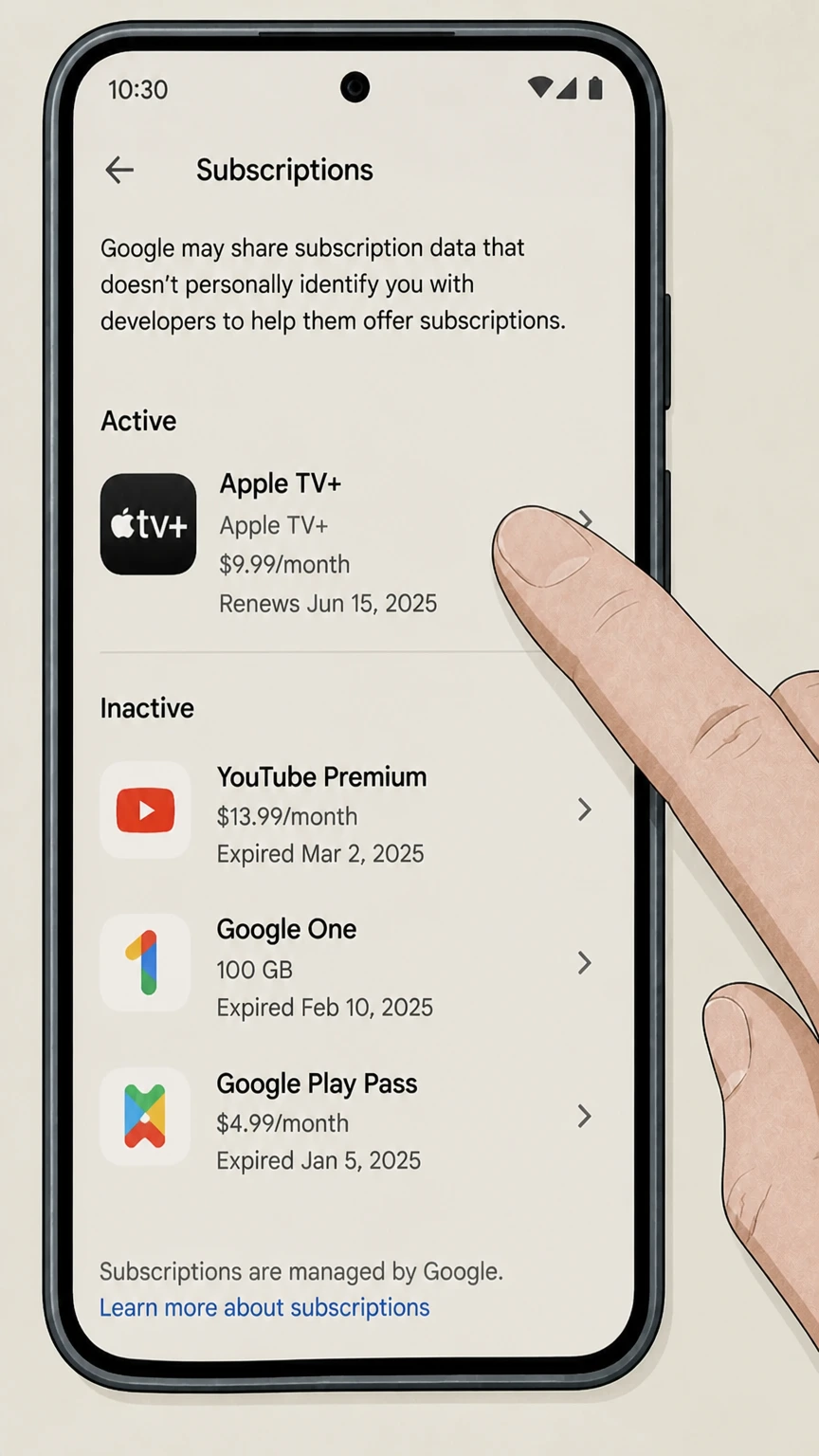 Apple TV+ google-play cancellation: Choose Apple TV+