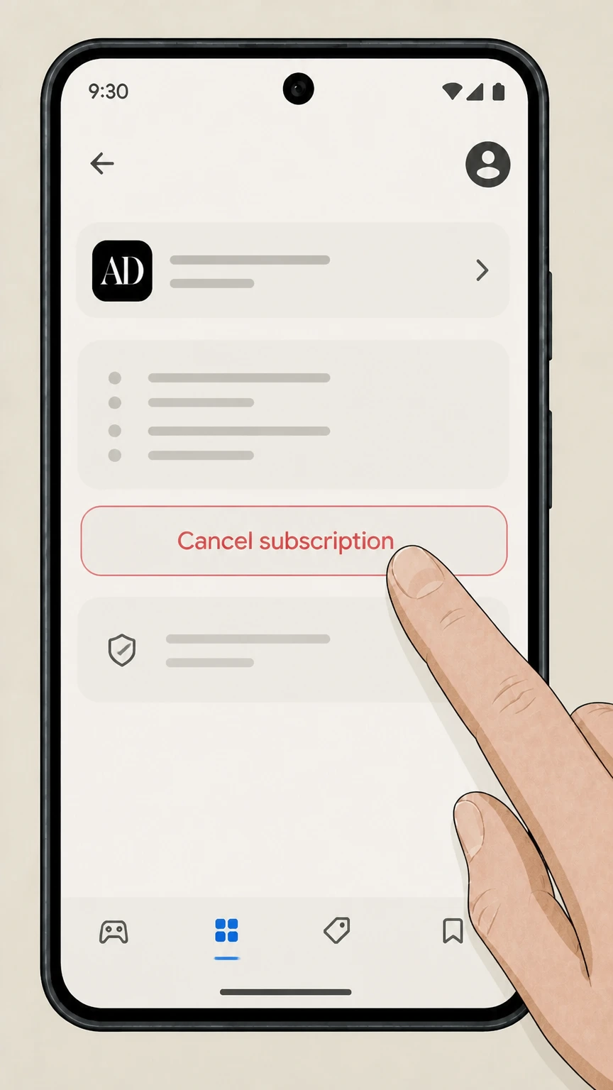 Architectural Digest Google Play-billed Architectural Digest India app subscription cancellation: Cancel the subscription in Google Play