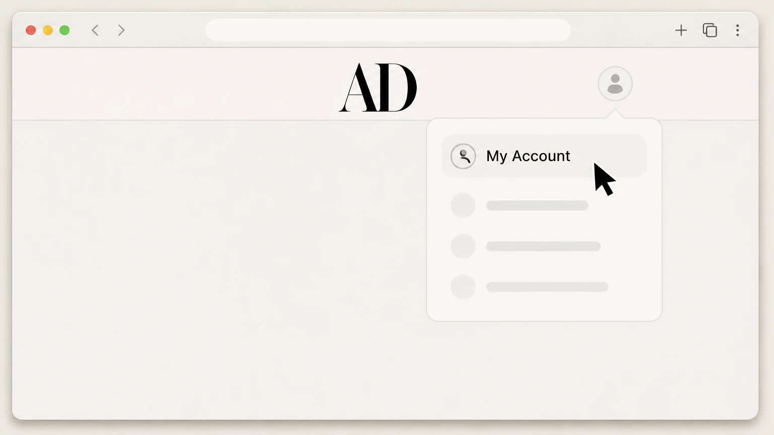 Architectural Digest ArchitecturalDigest.com or magazine account (Condé Nast billing) cancellation: Open My Account from your profile