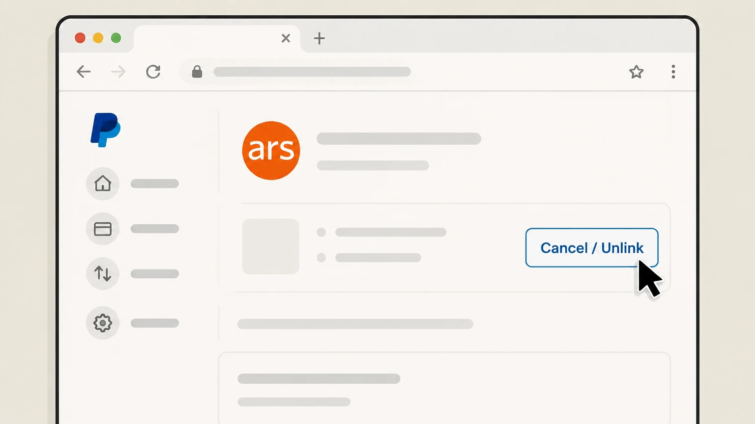 Ars Technica PayPal automatic payment settings cancellation: Select Ars Technica and cancel the automatic payment