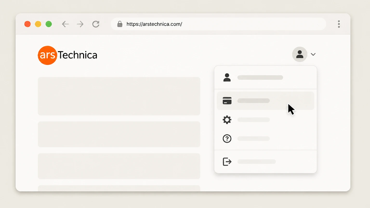 Ars Technica Ars Technica subscription account page cancellation: Open your subscription account page