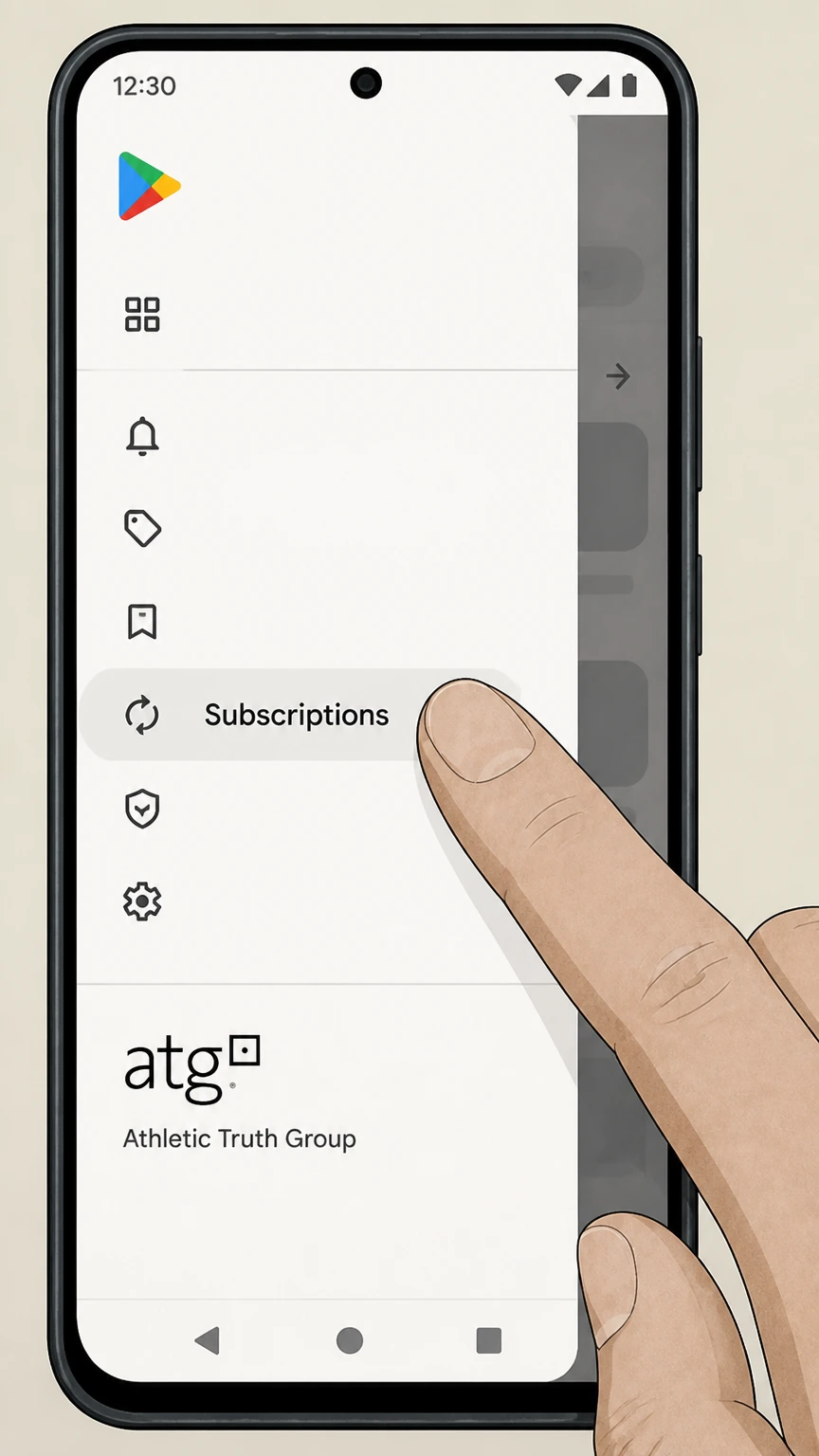 Athletic Truth Group Google Play (Android in‑app subscription): Open Subscriptions in Google Play