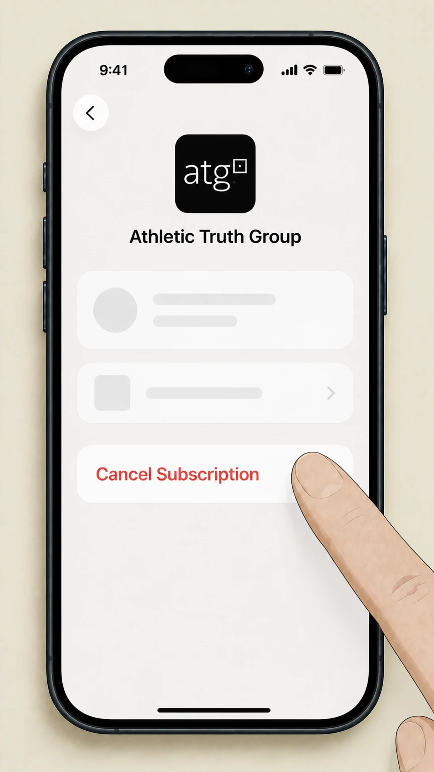 Athletic Truth Group Apple iOS (Apple-billed in‑app subscription): Cancel the subscription