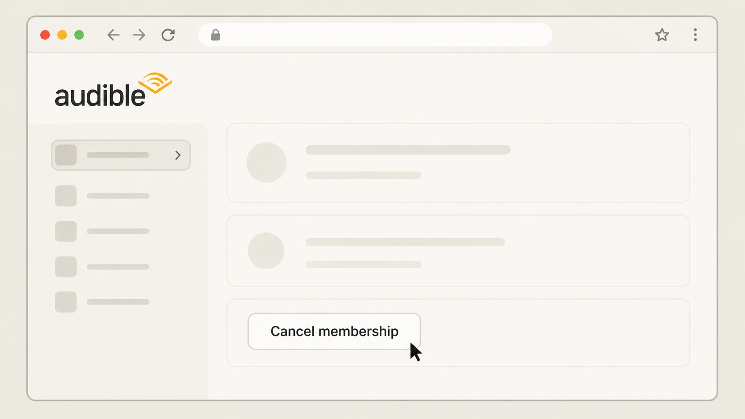 Audible cancel on the provider website: Choose Cancel membership