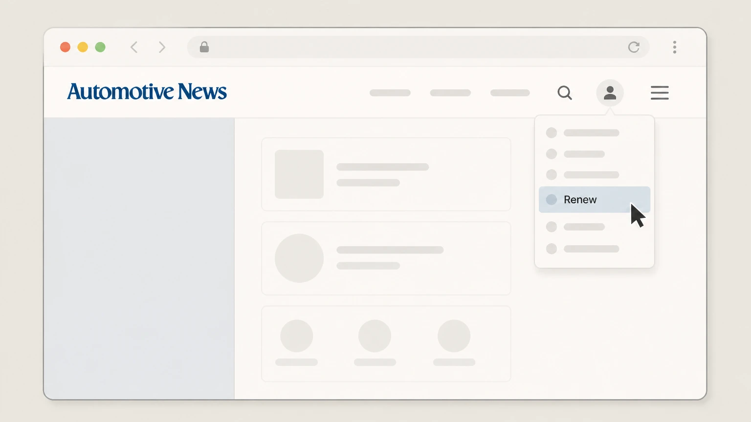 Automotive News Automotive News website account cancellation: Open your subscriptions from the header