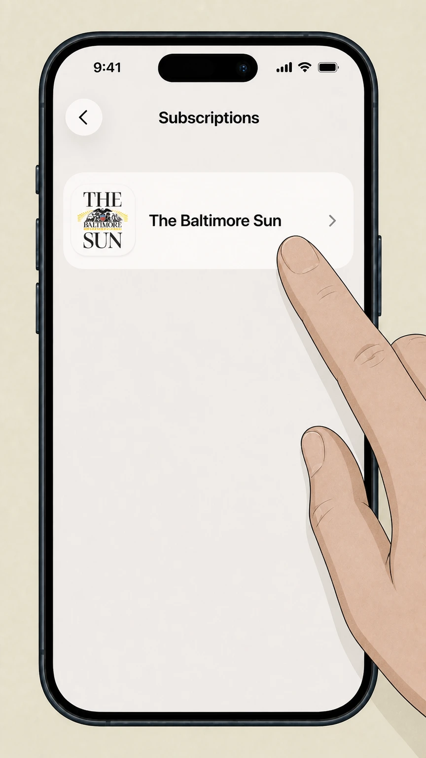 The Baltimore Sun Apple App Store subscription cancellation: Select The Baltimore Sun subscription