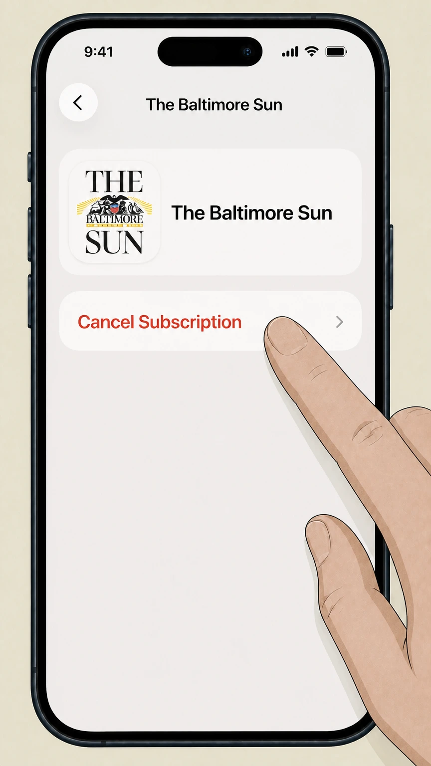 The Baltimore Sun Apple App Store subscription cancellation: Cancel the subscription