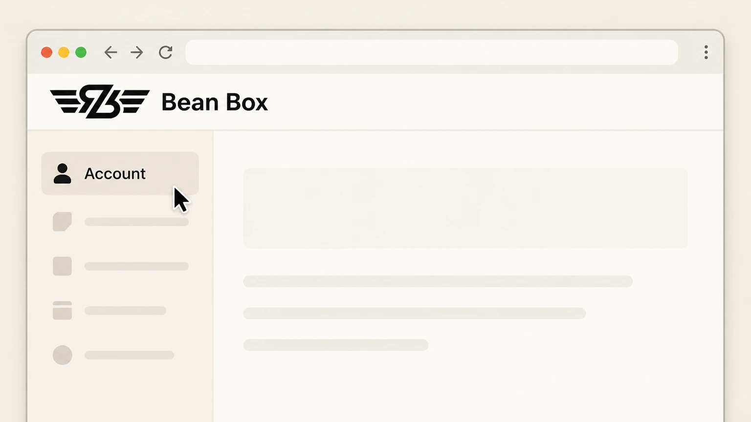 Bean Box Bean Box account: Open the account section