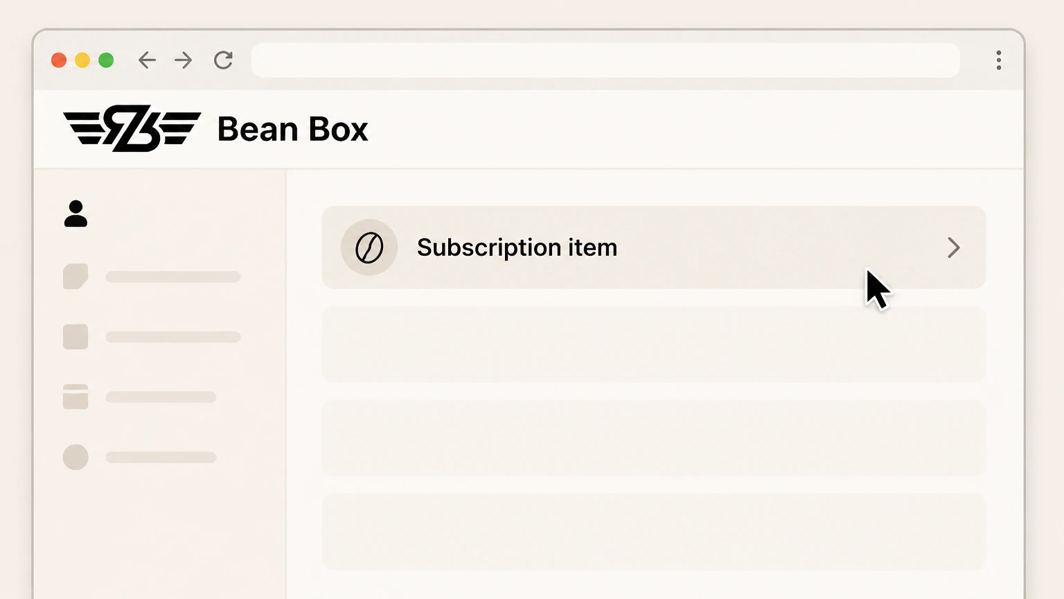 Bean Box Bean Box account: Select the subscription item