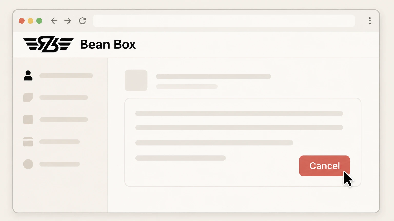 Bean Box Bean Box account: Use the cancellation button