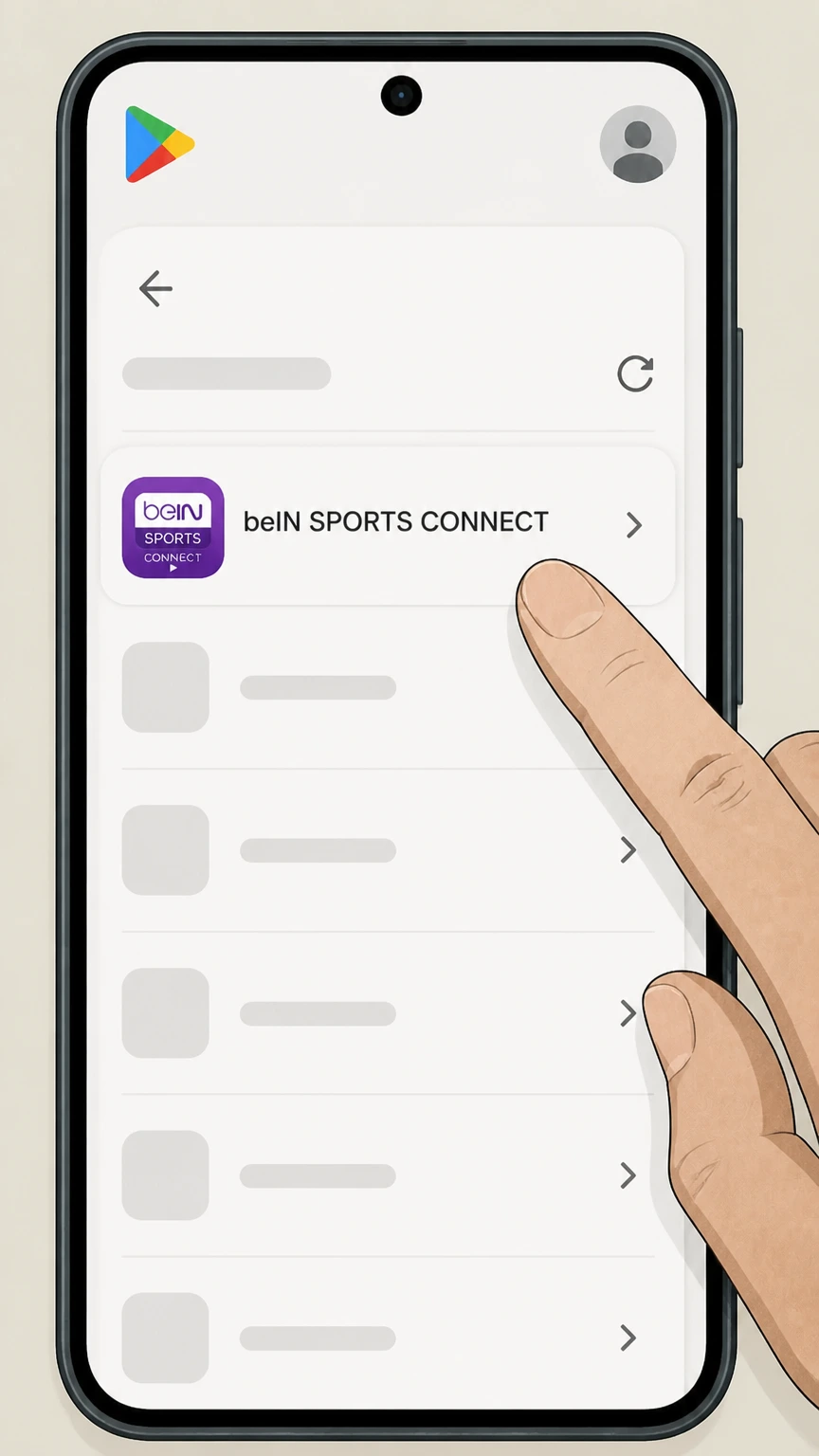 beIN SPORTS CONNECT Google Play on Android cancellation: Select the beIN SPORTS CONNECT subscription