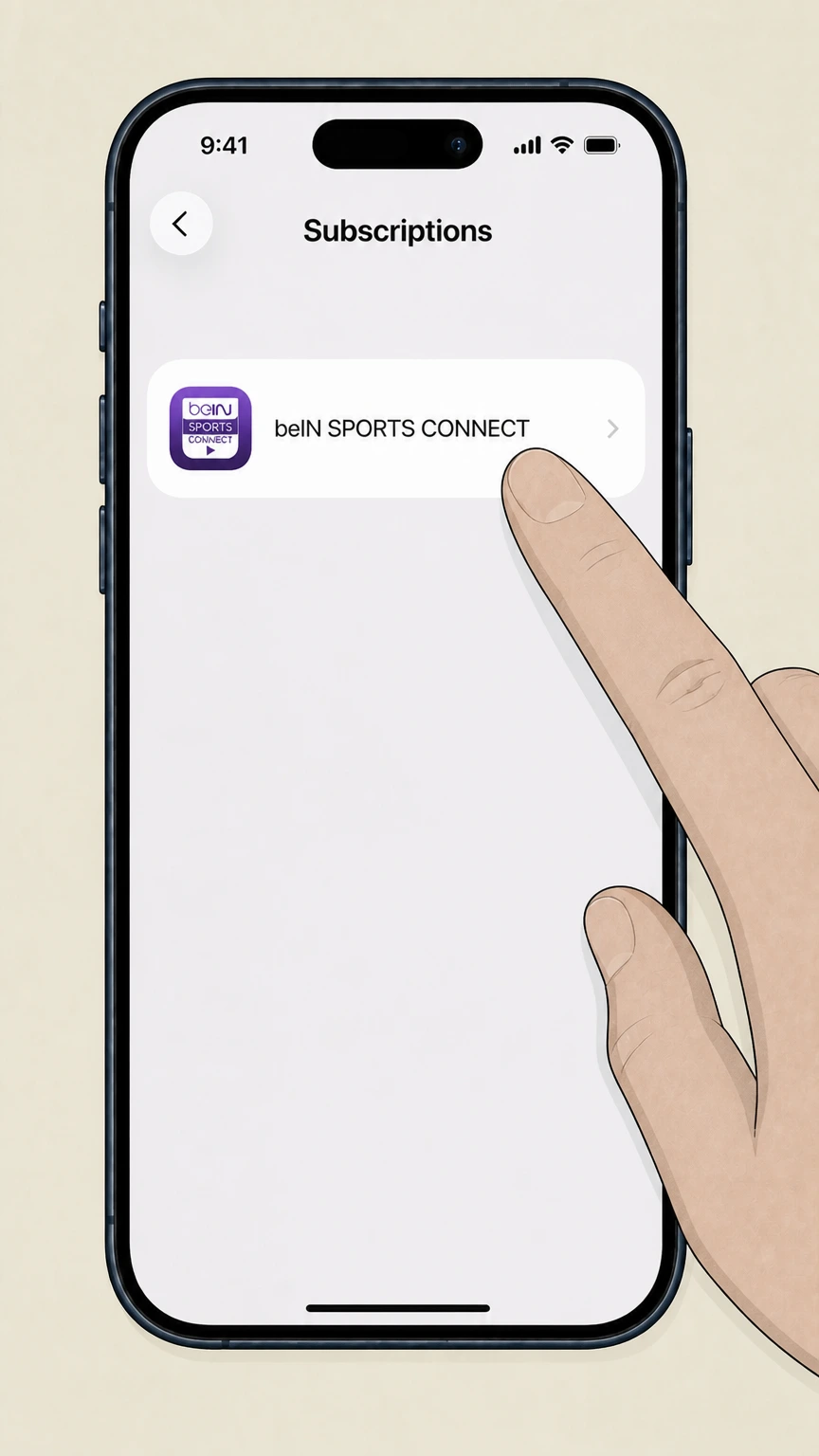 beIN SPORTS CONNECT Apple iPhone / iPad / Apple TV cancellation: Select beIN SPORTS CONNECT