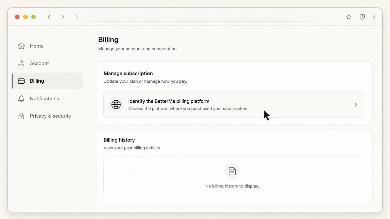 BetterMe web cancellation: Identify the BetterMe billing platform