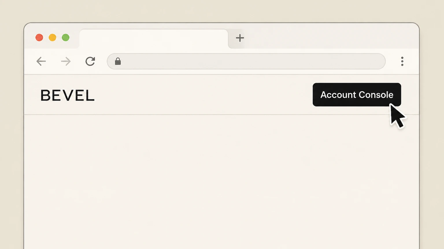 BEVEL Website Account Console: Open the BEVEL Account Console