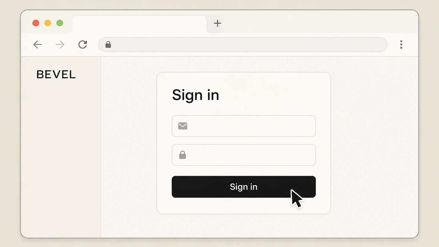 BEVEL Website Account Console: Sign in with your subscription email
