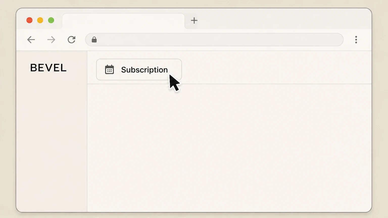 BEVEL Website Account Console: Open the Subscription tab